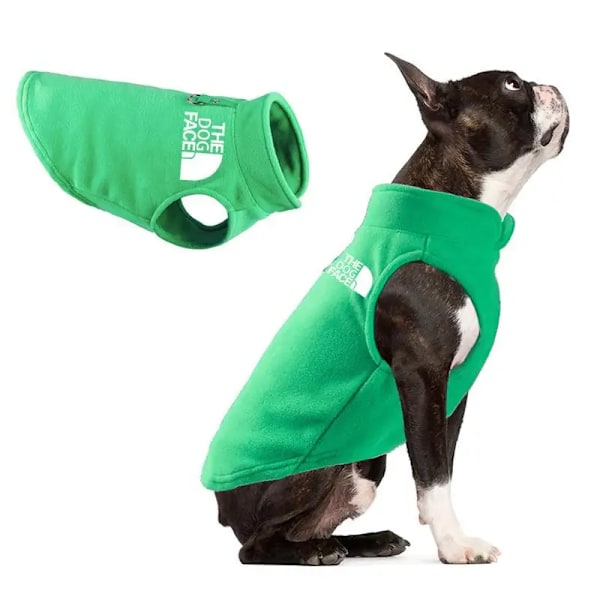 Vinter utomhus hundkläder Fleece hundväst Jacka för små och medelstora hundar Fransk Bulldog Valp Hund Kattkläder med dragring grön green S