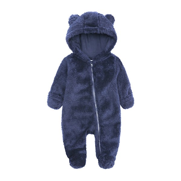 Lämmin ja helppokäyttöinen vauvan talvihaalari hupun kanssa Sopiva tummansininen dark blue 6-9months