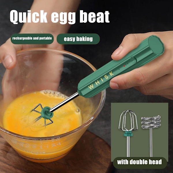 Elektrisk mixer HanGKSeld mjölkskummare Visp Äggvisp grön[GKS] green 31*3.3CM