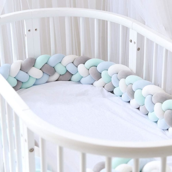 Spjälsängsskydd 4 Fläta Babys Kudde Orm Flätad Kant Velvet #1