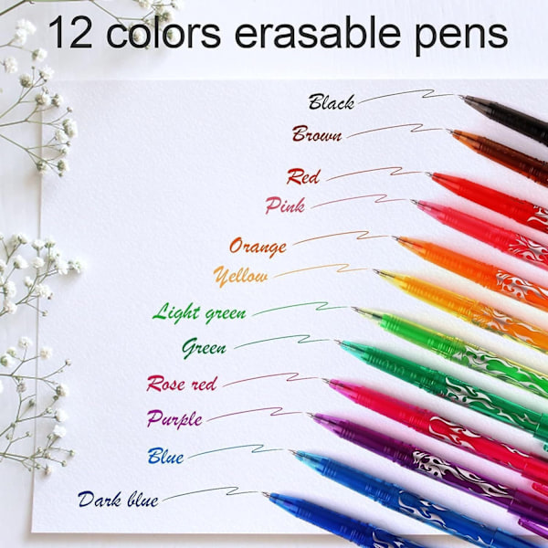 Pyyhittävät mustekynät, pyyhittävät geeli-mustekynät - 12 kpl Multicolor multicolor