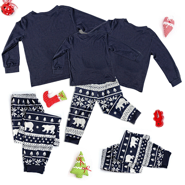 Joululahja Matchatava Perheen Pyjama-asu Xmas Yöpuvut Lapsi-Navy Kid-Navy 4T