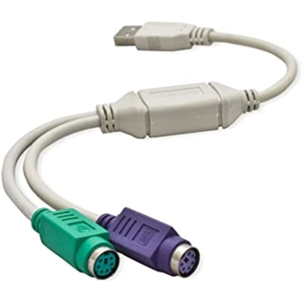 1-pack USB till dubbla PS2 tangentbord mus konverterare adapterkabel för bärbar dator adapter