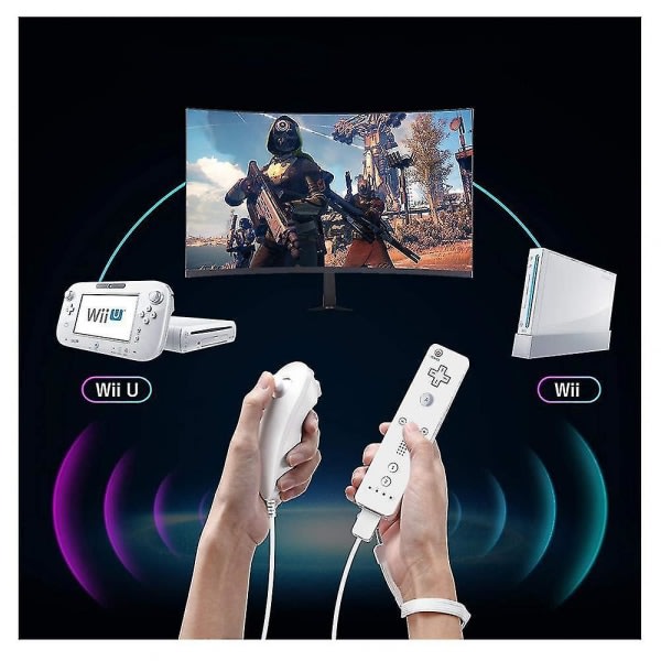 Wii-fjärrkontroll för Nintendo Wii och Wii U-konsol (vit)