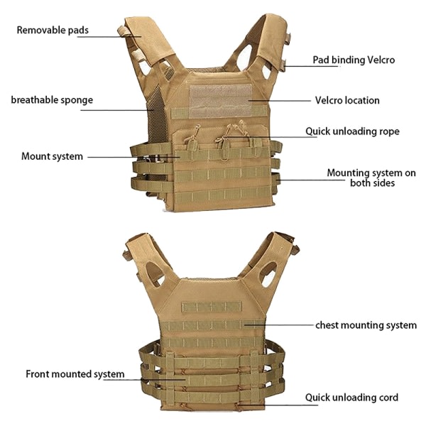 Väst Body Armor Jaktbärare Airsoft Tillbehör CS Game Jun A2