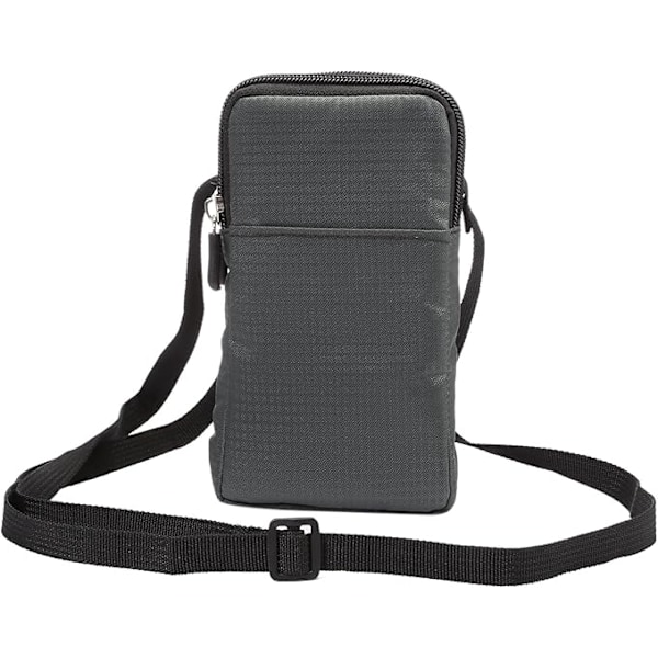 Mobiltelefonbælte, Crossbody Mobiltelefon Taske, Udendørs Rejse Nylon Skuldertaske, med Bæltesløjfe Karabinhage Mørkegrå dark gray 9*16.5*3.0CM