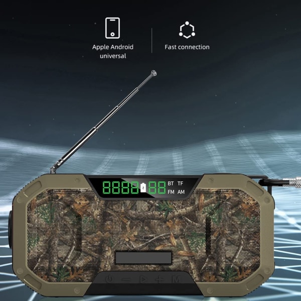 Bärbar Bluetooth högtalare med upprullningsbar radio AM FM, 5000mAh P