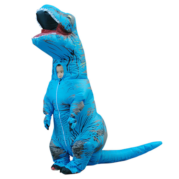 Uppblåsbar dinosauriedräkt T Rex Uppblåsbar dinosauriedräkt för Halloween Cosplay Fest Bröllop Påsk Jul Blå Vuxen Stil 150‑190cm 0.8