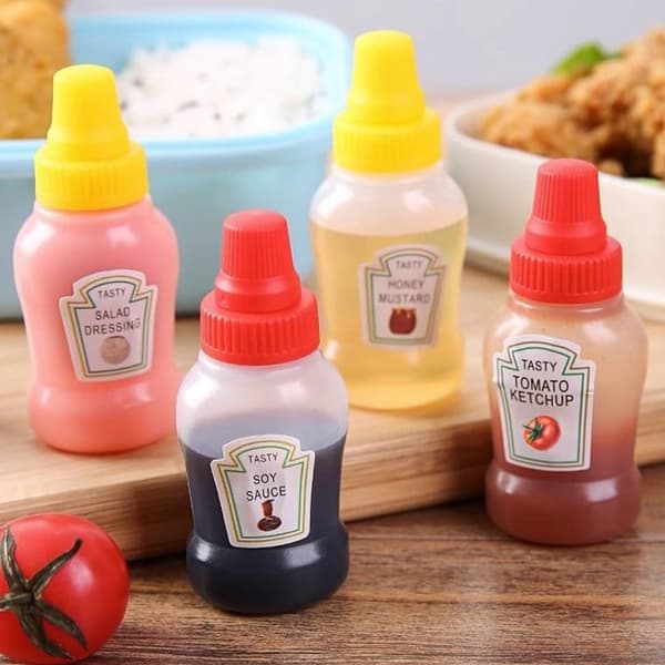 Klämflaskor - 8-pack 25 ml mini såsdispenser med munstycke - Reseflaskor för ketchup och senap black