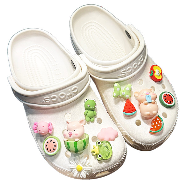 13pcs Watermelon Pig Noodles Shoe Accessories for Croc Charms for