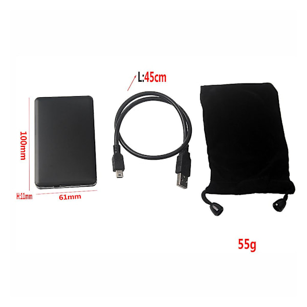 USB 2.0 till 1.8\" CE/ZIF Hårddisk HDD Aluminiumkapsling Externt Fodral