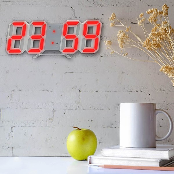 LED Digital Veggklokke med Glødende Nattmodus Justerbar Elektronisk Bordklokke Veggklokke Dekorasjon Stue LED Klokke Ed