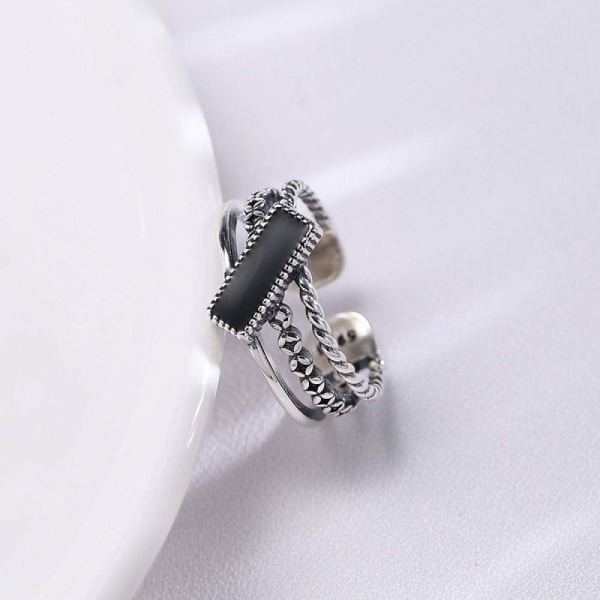 S925 Silver Rings, Multilayer Ring Retro Adjustable Student R