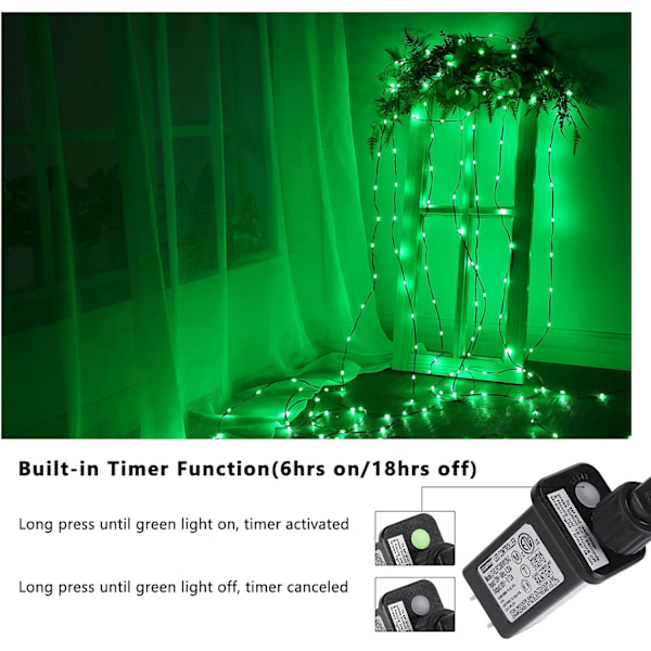 Fargeskiftende julelys, 82 meter 800 LED varmhvit & flerfarget Green