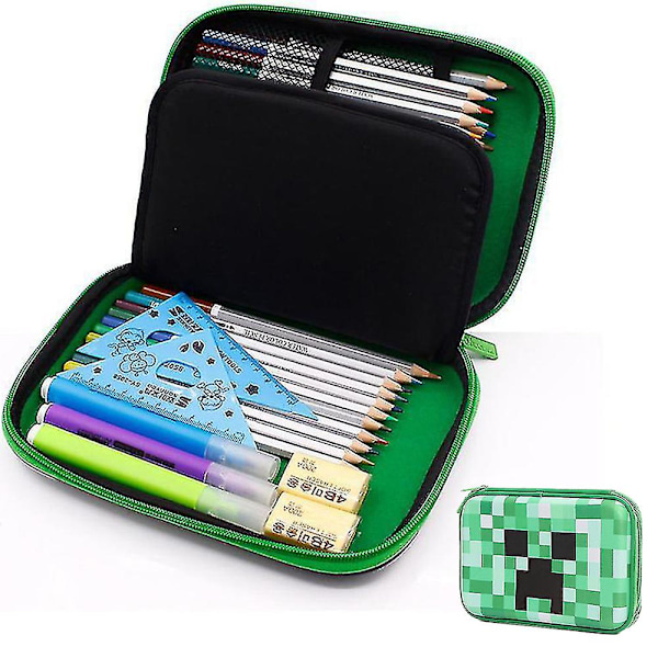 Large capacity minecraft case, zipper school pencil case for kids, students, office organizer