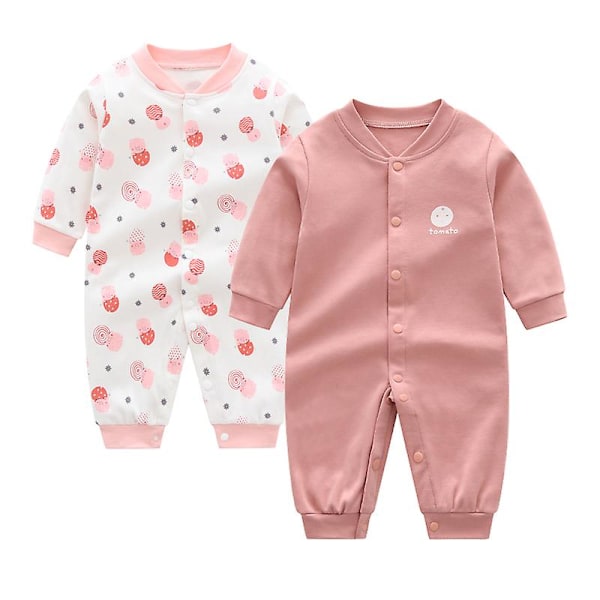 Høst og vinter nyfødt pyjamas sett baby gutt langærmet onesies 2 deler Gull Gold 9M