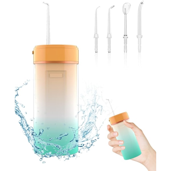 Vattentråd för tänder Sladdlös-DDKJ bärbar elektrisk tandtråd med löstagbar vattentank, munsköljningsvattentandtråd, 4 lägen och 4 jetspetsar, 2