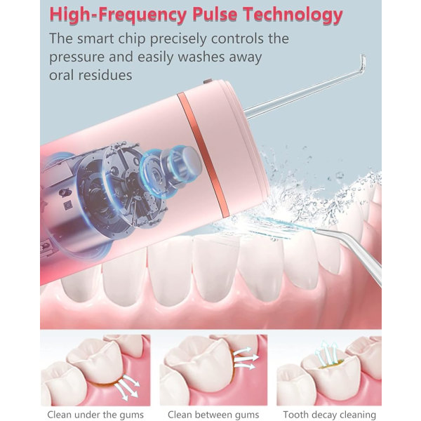 Vannstråle for tenner, trådløs - DDKJ bærbar elektrisk tanntråd med avtakbar vanntank, munnvannsstråle, 4 moduser og 4 jetspisser, 1