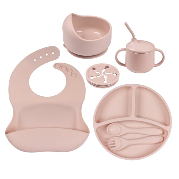 Barnesett BPA-frie tallerkener Baby Silikonsett Beige
