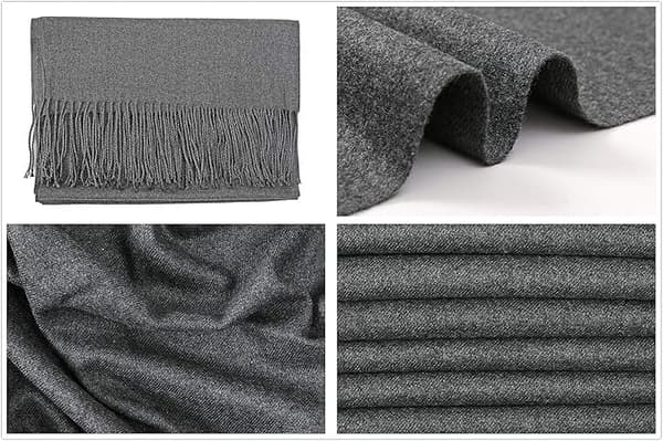 Extra Lång Dam Vinterhalsduk 200x60cm Mörkgrå Varm Stickad Sjal