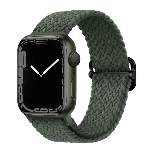 Flätad ögla för Apple Watch Rem 44mm 40mm 45mm 41mm 42mm 38mm 49mm Elastiskt Solo armband iWatch series 9 se 7 5 6 Ultra2 Band 10. Mörk olivgrön 10.Dark Olive Green 42mm 44mm 45mm 49mm