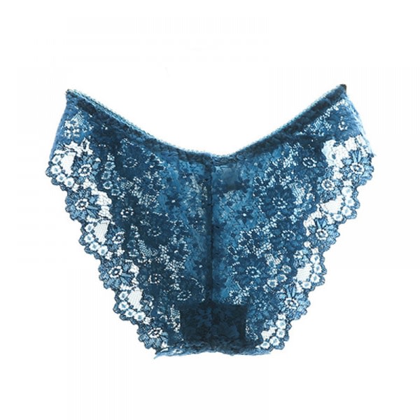 Sexiga underkläder för kvinnor Spetstrosor med hög midja i plusstorlek, damunderkläder för kvinnor-Blå-L