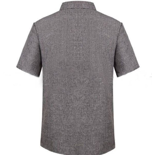 Lös enfärgad kortärmad skjorta för män Grå Grey 3xl