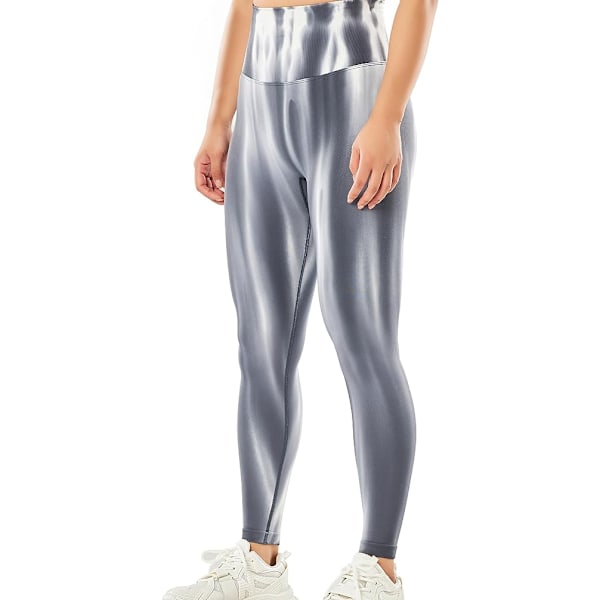 Hög midja yoga byxor Aurora tryckt löpning tränings leggings Grå Grey M