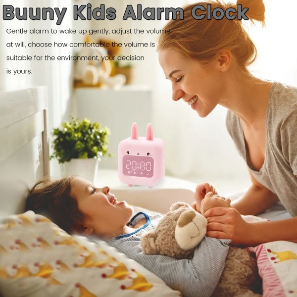 N/0 Bunny Kids Väckarklocka, Cute Rabbit Digital Wake Up Clock
