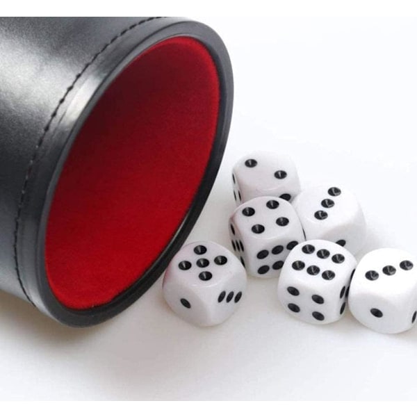 Tärningskopp i konstläder med sammetsinsida, tyst vid skakning för Liar's Dice Farkle Yatzy brädspel (röd)[GKS]