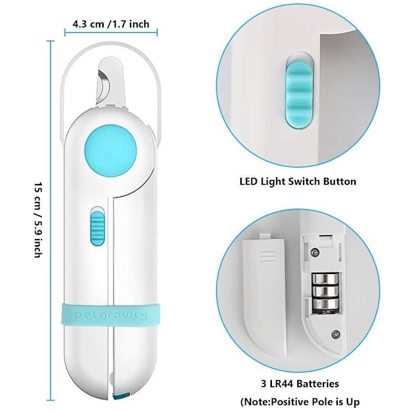 LED-belyst Hundeklosax för Husdjur, Katt, Får - Klotrimmer för Grooming, Blå