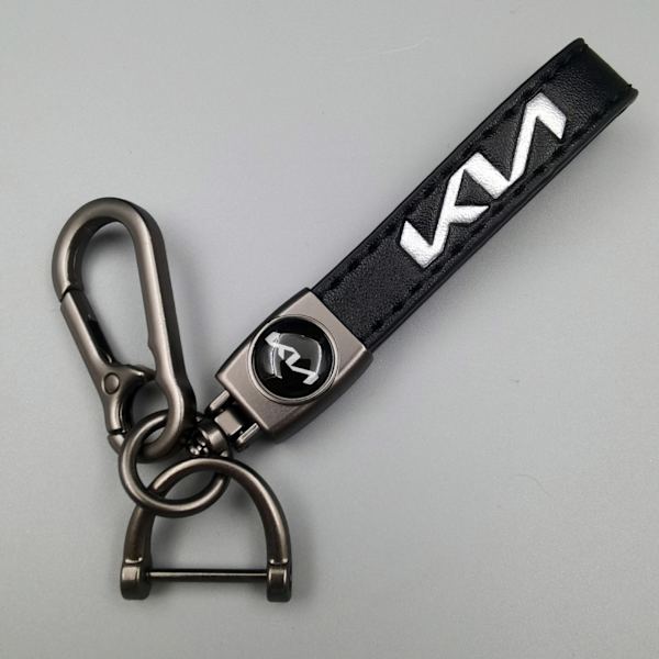 Personligt logo i metal nøglering - Herremode i læder nøglering moderne modern Silver Hardware