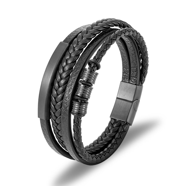 Læderarmbånd Rustfrit Stål Flettet Armbånd Mænd Vint