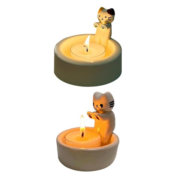 Cute Cat Candle Holder | Kitten Tealight Holders | Warming Paws Cat Tealight Holder Ornament | Cute Candle Holder Home Decor Cat Gifts