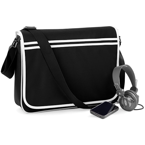 Bagbase Retro Justerbar Messenger Bag (12 Liter) One Size Bla Black/Whit Black/White One Size