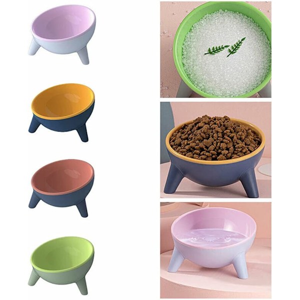 Keramisk skål med hældningsvinkeldesign til at beskytte kæledyrs rygsøjle, hævet madskål til hunde og katte i pink