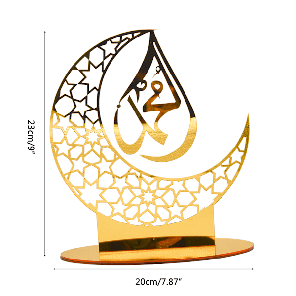 Eid Mubarak Akryl Ornament Ramadan Gull Måne Dekorasjon for