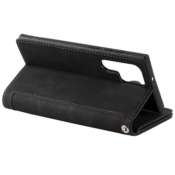 Til Samsung Galaxy S25 Ultra Mobil Cover PU Læder Telefon Cover med Lynlås Pung 9 Kort Slots - Perf