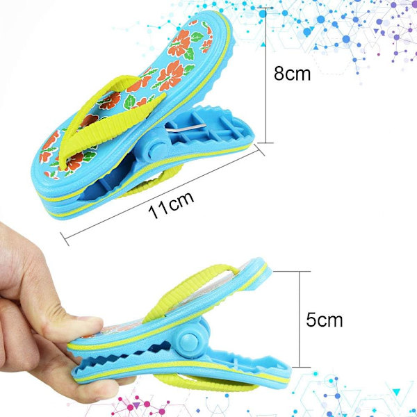 2 plastklesklyper, strandhåndkleklype, strandklype, slippers for