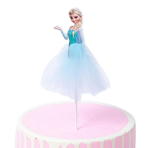 Tegneserie slør prinsesse bursdagskake dekorasjon pynt Elsa