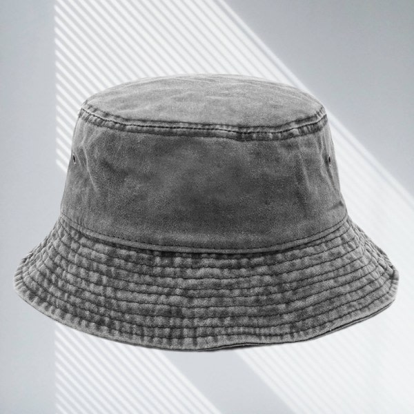 Denim Bucket Hat Unisex solhatt Bred Brett Bucket Hat Herr Dam Tonåring Outdoor (grå)