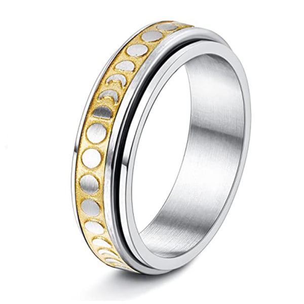 6 mm rostfritt stål månfas halvmåne roterande snurrande bröllopsband Cocktailparty Statemnet Promise Ring-11