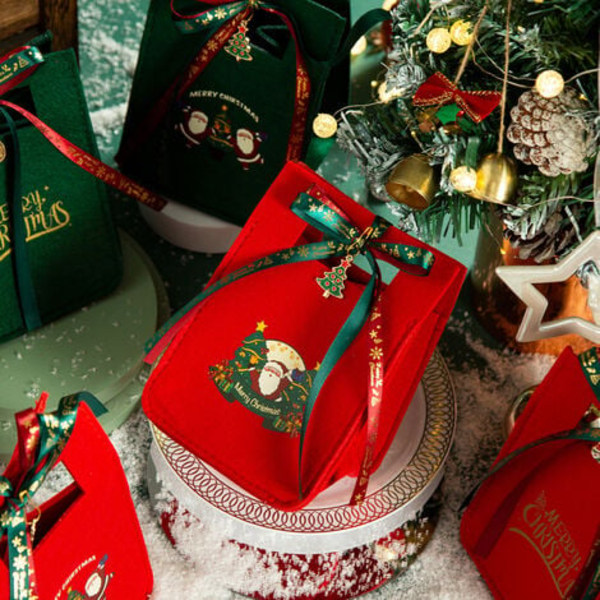 Bokser Julepose, gavepose med håndtak for små gaver, høytider, nyttår, julefesttilbehør
