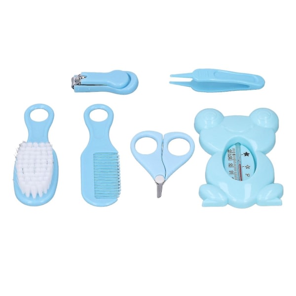 6 st Spädbarnsvård Nagelklippare Kamborste Booger Clip Termometer Kombination Healthcare Kit Blue