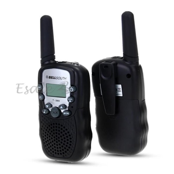 2 stk Mini Walkie Talkie Intercom 22 Kanaler 2-veis Rekkevidde 3KM Bærbar Svart EU