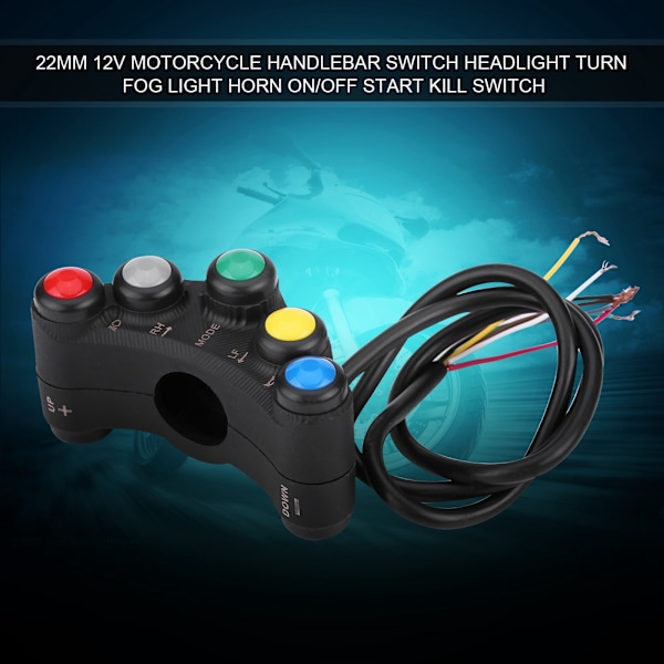 22mm 12V Motorsykkel Joystick Bryter Frontlykt Blinklys Tåkelys Horn PÅ/AV Start Drep Bryter 0.1