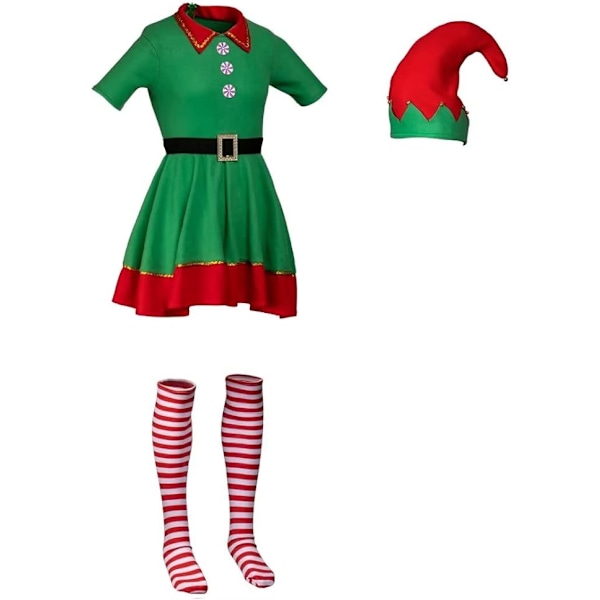 Halloween/Juldräkter Festlig Elfkläder Elfhatt Set Skjorta Byxor Klänning Jul Karneval Cosplay Män Kvinnor Vuxen 100cm