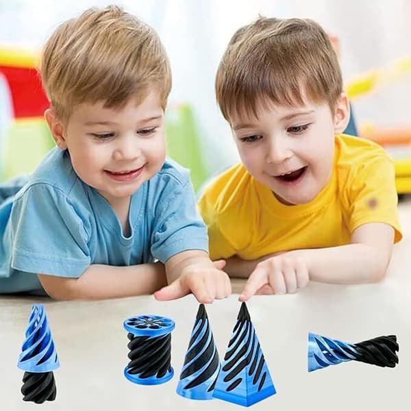 Pack Impossible Cones, Spiral Cones Fidget Leksak Impossible Pyramid End-to-End Leksak blue
