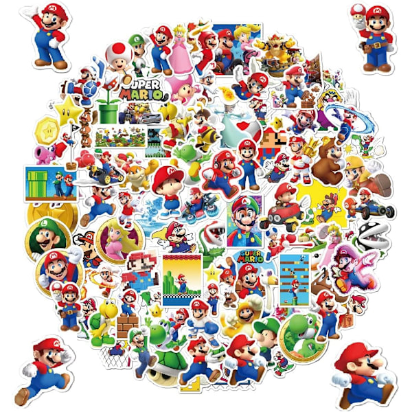 100 kpl Mario Bros -tarra-setti, Super Mario vinyyli vedenpitävä S[GKS] B