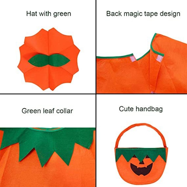 Voksen Halloween Græskar Kostume Sæt Græskar Poncho